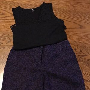 Cropped Purple Patterned Slacks